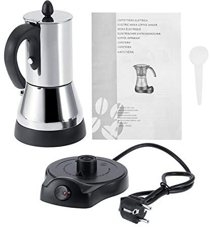 EVTSCAN Caffettiera elettrica caffettiera elettrica in Acciaio Inox da 200/300 ml (Spina UE 220V)(300ml)