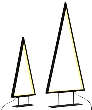 Beliani Conjunto de 2 decoraciones figuras LED metal negro forma de árbol de Navidad diseño moderno Loppi