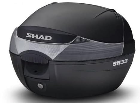 Shad SH33 Topcase 34 L mit schwarzer Abdeckung und universeller Platte für Motorrad und Roller