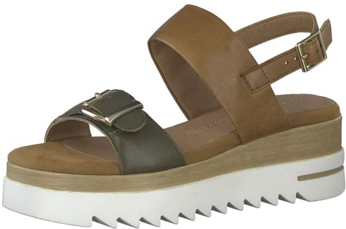 MARCO TOZZI Damen 2-2-28717-20, Sandali con Zeppa Donna, Khaki Comb, 39 EU
