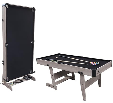 Cougar Hustle XL Tavolo da biliardo 6ft pieghevole quercia/nero | Tavolo da biliardo pieghevole incl accessori | Dimensioni: 182,9x91,4x78,7 cm
