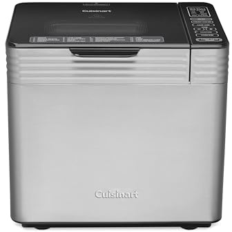 Cuisinart Bread Maker Machine, Stainless Steel Convection Bread Machine with 16 Menu Options, 3 Loaf Sizes Up to 2 Lb., 3 Crust Colors, Includes Measuring Cup, Spoon & Kneading Hook, CBK-210