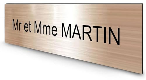 DECOHO - Étiquette Nom Personnalisable pour boîte aux Lettres · Gravure Française · 100x25x0,8 mm · Cuivre écriture Noire - 1 Ligne - Noir