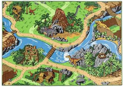 Carpet Studio Dino Teppich Kinderzimmer 95x133cm, Kinderteppich, Spielteppich Jungen & Mädchen, Teppiche für Babyzimmer, Schlafzimmer & Spielzimmer, Antirutsch, 30°C waschbar