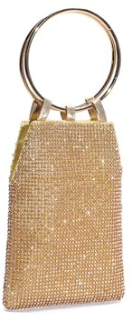 CORIOS Strass Clutch Tasche Damen Abendtasche Hochzeit Brautbörse Shiny Diamant Handtasche Klein Tasche Elegante Luxus Umhängetasche Kette Schultertasche Gold