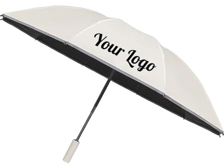 TopTie Paraguas Plegable Antiviento Personalizado con Logo | Cierre Automático, Protección UV, Varillas Fibra Vidrio, Borde Reflectante, Viaje y Uso Diario