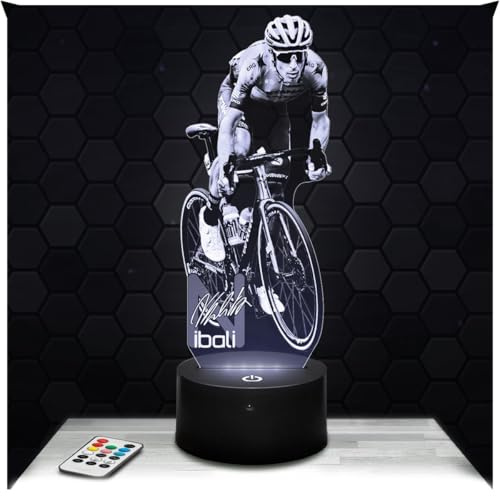 Lampephoto.fr - Lampe Vincenzo Nibali Radfahrer 3D Touch Nachtlicht Fahrrad | Made in France, Sockel & Größe wählbar, dimmbar, Batterie-/USB-Betrieb, HD-Lasergravur, Geschenk für Radsportfans