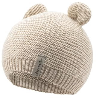 Sterntaler GOTS Strickmütze Ohren - Babymütze aus Baumwolle (Bio) - anschmiegsame Unisex Beanie Mütze mit 3D Öhrchen - Baby und Kinder Übergangsmütze, Sand, Größe 41