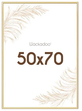 Wackadoo Bilderrahmen 50x70 Gold Fotowand Fotorahmen mit Glasscheibe Kunststoff Picture frame Posterrahmen