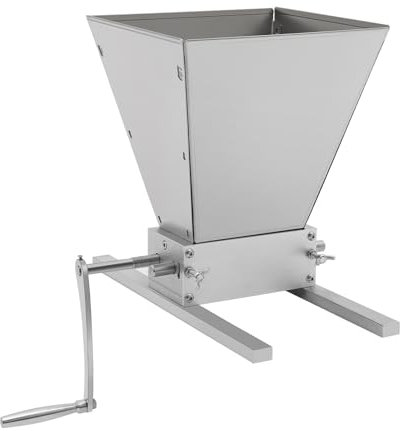 Macinino per cereali, malto, mulino a mano, mulino a mano, macinino per mangimi, grano sesamo, maniglia, base in alluminio, valvola di controllo manuale in acciaio inox, 2 rulli regolabili da 3,6 kg