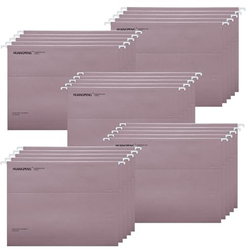 Hotyin Hängemappen A4, 25 Stück Hängemappen für Aktenschränke mit Laschen und Einsätzen, Hängeregister Aktenordner für Büro, Schule, Zuhause (Braun)