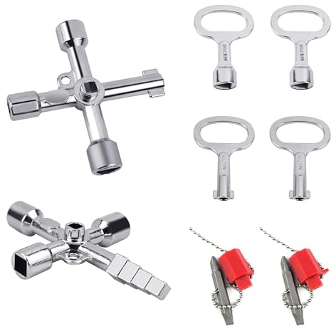 KATIMI 6 Piezas Juego de Llave Contador Agua, Llave Maestra para Abrir Puertas Multifunción, Llave Ascensor Universal, Llave Triangular Contador Portátiles para Contadores de Agua y Electricidad
