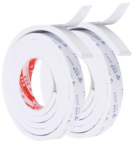 PATIKIL Nastro in Schiuma Sigillante da 2m/6.6ft, 2 Confezioni 3cm Largo 8mm Spesso Nastro di Tenuta Monofacciale per Isolamento Finestre e Porte, Bianco