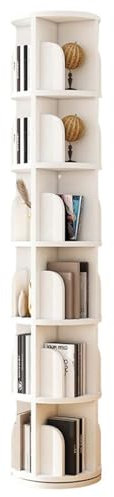 Modernes, drehbares Bücherregal, 5 Etagen, rund, mit Trennwand für Wohnzimmer, Arbeitszimmer und Schlafzimmer, multifunktionales Bücherregal, Aufbewahrung (40 x 190 cm)