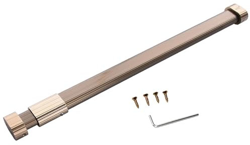 Garderobenstange Kleiderstangenverlängerung mit Flansch und Schraube, Verstellbare Kleiderstange, Ovales Kleiderschrankrohr, Kleiderstangen aus Metall zum Aufhängen von Kleidung, Zusatzzubehör(Gold,85