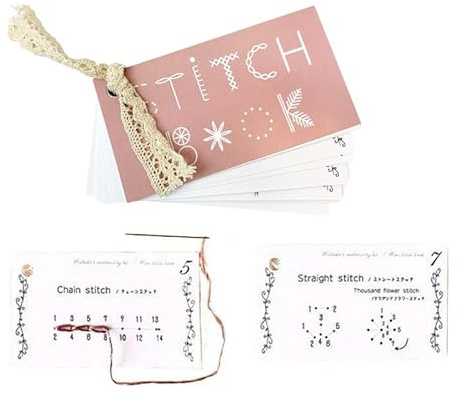 Yeomju 1 Stück Kreatives Mini Nähbuch DIY Kreatives Mini Nähkarten Set, Verbessern Sie Ihre Nähfähigkeiten, Stickbuch, Tragbares Mini Reise Nähset,Lernen Sie Nähtechniken