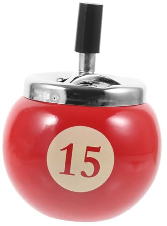 SECFOU Rotating Metal Ashtray Push-down Lid Vintage Indoor Cigarette Ash Tray for Home Living Room Tabletop Red 15