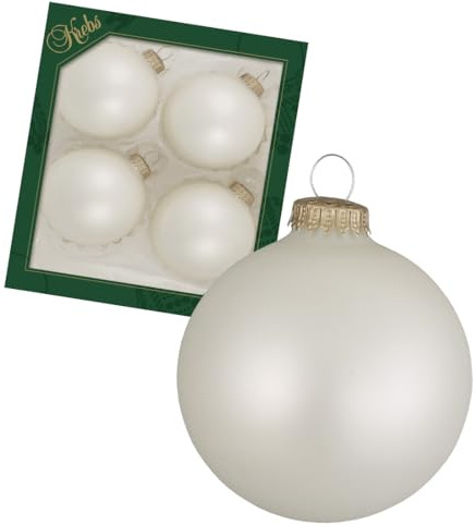 Krebs Glas Lauscha - Christbaumschmuck/Christbaumkugeln - Box mit 4 Vanilleeis-Matten Kugeln aus Glas in Einer Größe von 8cm