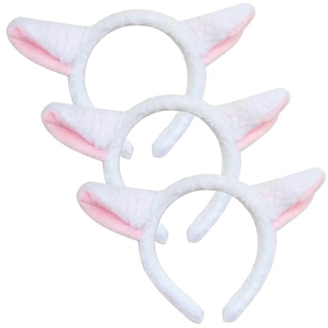 FUIPVGI 3 Stück Plüsch Schafohr Hairhoop Lamm Stirnband Schaf-Stirnband Niedliche Party Kopfbedeckung Tierkopfbedeckung Tier-Stirnbändern Pelzige Ohr Stirnband für Party Dekoration (3 Stück)