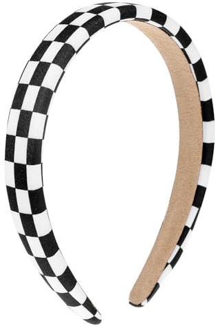Kariert Haarreif Headband Damen Haarreif Breit Haarreifen Schwarz Weiß Kariert Haarschmuck Retro Dünne Haarbänder Rutschfest Modisch Haaraccessoires für Frauen Mädchen