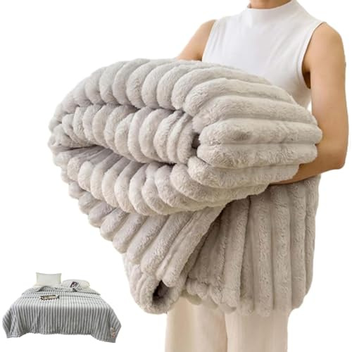 Manta de Franela para Cama y Sobrecama Mantas para Cama Cobijas de Invierno Manta Gruesa y Suave Tacto Ultra Suave, Cálida y Mullida Manta Polar para Sofá(Gray,70 * 100cm/27.5 * 39.3in)