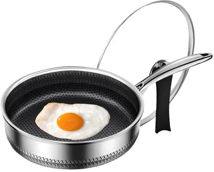 AIZYR Sartén Antiadherente Wok De Acero Inoxidable con Tapa, Sartén Sartén Wok Apto para Cocinas De Inducción, Vitrocerámicas, Eléctricas Y A Gas,32cm