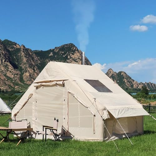 Aufblasbares Zelt 2-8 Personen, Zelt Aufblasbar Wasserdicht, Familienzelt mit Luftpumpe Ofenloch, 4 Jahreszeiten Luftzelt Schnellaufbau (Oxford-S: 320 X 200 X 200 cm (2–4 Personen))