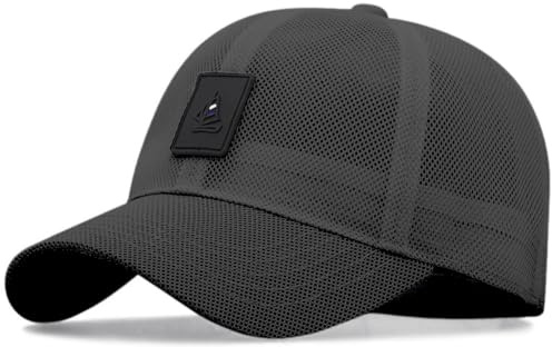 YAMEE Baseballkeps män för stora huvudstorlekar, basebollkeps män mesh andningsbar, basebollkeps män snabbtorkande UV-skydd, paraplymössor för unisex för vandring, cykling, sport och resor, svart, XXL