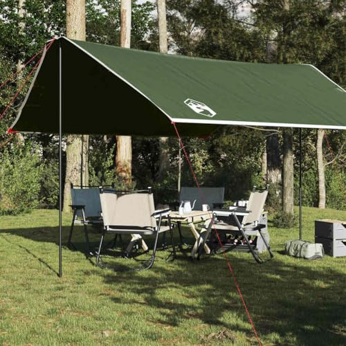 HaoChrymec Tarp Grün mit Wasserdichtem 185T Polyester, Multifunktional, Zeltplane für Camping, Sonnensegel, Zelt Regenschutz, Camping Plane, 430 x 380 x 210 cm