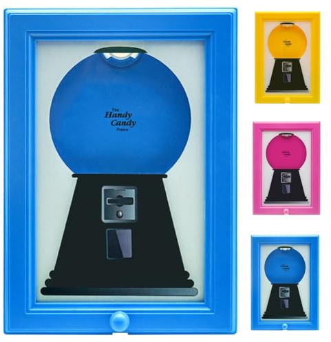 Candy Dispenser Picture Frame, Vintage Hanging Candy Machine Art, Gumball Machine In A Frame, Wall Mounted Candys Dispensers Kitchen, Office or Hallway, Suitable for Birthday & Holiday Gifts(Blue)
