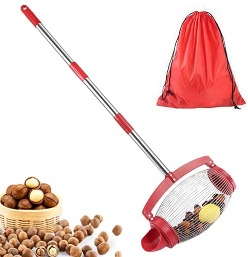 Zegaqae Cueilleur De Noix, Rouleau Ramasse Noix Noisettes Fruit avec Manche Telescopique, Outils Cueillette Fruits, pour Ramasser sans Se Baisser, pour Noyer, Caryer, Châtaignes, Golf
