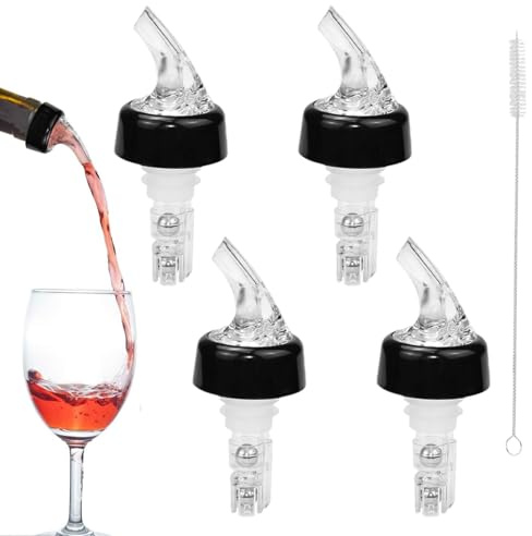 Sekfpnk Confezione da 4 versatori per Bottiglie di alcolici, Dispenser da 2 cl/3 cl/4 cl/5 cl per Bottiglie con Spazzola per la Pulizia, riempitore per Bottiglie Adatto per Vino, liquori e Cocktail