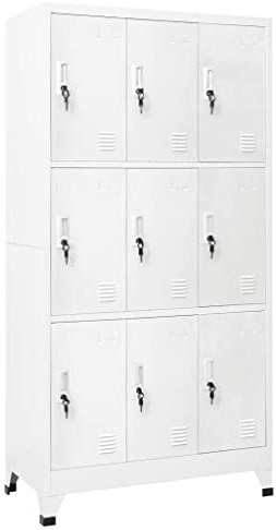 Générique Armoire à Casier en Acier pour Rangement Industriel – 9 Compartiments Sécurisés, Portes Verrouillables, Taille 90x45x180 cm, Capacité Totale 120 kg, Parfaite pour Bureaux et Écoles