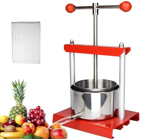 Fruktvinpress, rostfria fat, manuell juicepress, cideräpplen, druvtinktur, honung, olivolja, press med handtag för utomhuskök, hem 3L/0.8Gal