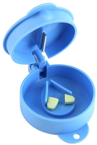 3 in 1 Tablettenmörser mit Tablettenschneider, Tablettenzerkleinerer mit Edelstahl-Mahlkopf, Multifunktionaler Mörser für Tabletten mit Aufbewahrungsfach