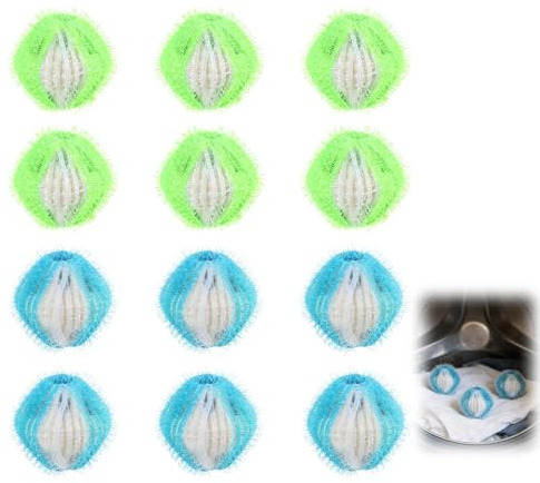 12PCS Laundry Balls Pet Hair Remover Washing Machine, Reusable Dog Hair Remover Washing Machine For Clothes, Nylon Lint Catcher Laundry Balls For Pet Fur Hair Removal from Clothes Bedding