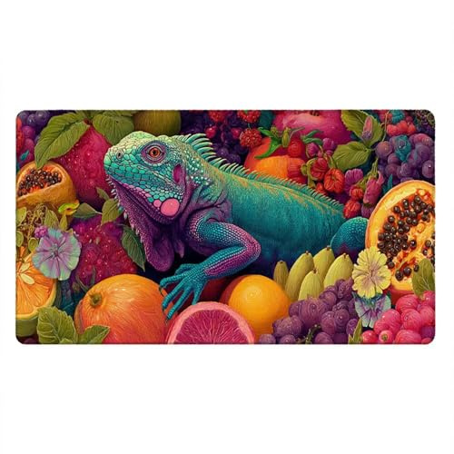 Tappetino Mouse Gaming XXL, 1600x800x3mm Grande Tappetino Scrivania Cuciti Base in Gomma, Mouse Pad Impermeabile Antiscivolo, PC Desktop Ufficio, Migliora Precisione Velocità (Frutta Lucertola) xR7773