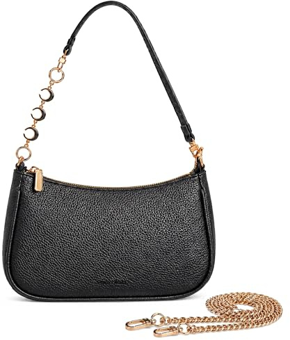 Captain Blues Handtasche Damen Klein, Schultertasche Damen, kleine Handtasche Damen mit Reißverschluss, PU Leder Tasche mit kurzem Schulterriemen, goldener Kette und Zierkette