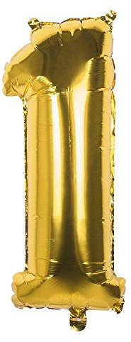 Boland 22021 - Globo foil Número '1' Oro 86 cm, Oro, Globo de Número, Globo, Aire, Cumpleaños, Aniversario, Cumpleaños Infantil, Regalo