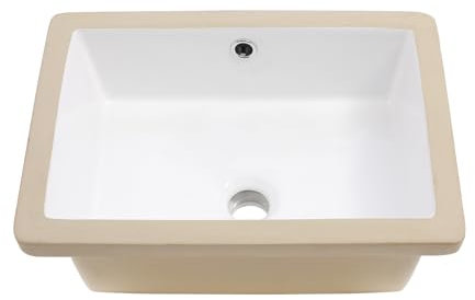 Kichae Unterbau Waschbecken - 18x12 Unterbau Waschbecken Rechteck Weiß Rechteckig Porzellan Keramik Waschtisch Waschbecken mit Überlauf