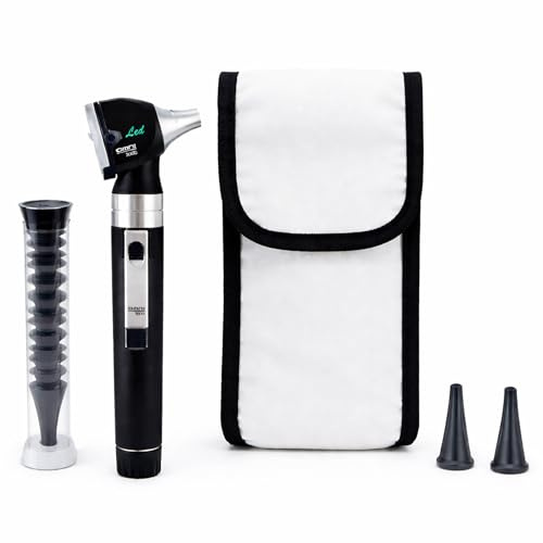 GIMA, Otoscopio Sigma con luz LED, en plástico reforzado ligero y resistente a los golpes y en acero inoxidable, negro, 31591