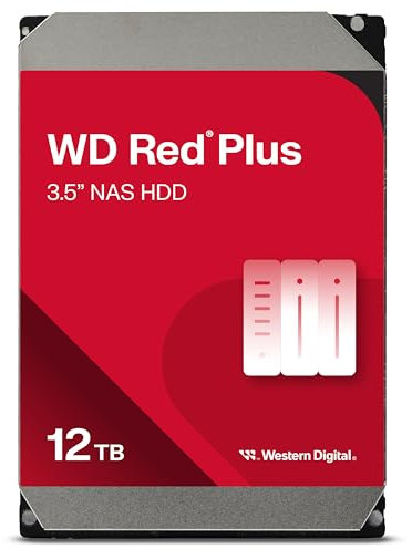 WD Red Plus 12TB NAS 3.5 Internal Hard Drive - 7200 RPM Class, SATA 6Gb/s, CMR, 256MB Cache