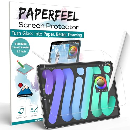 PAPERFEEL 2 Pack Screen Protector for iPad Mini A17 Pro 7th 6th 8.3 inch | Matte PET Paper Film Compatible with Apple Pencil Drawing Writing, Anti-Glare,Anti-Fingerprint,Anti-Scratch,Easy Installation
