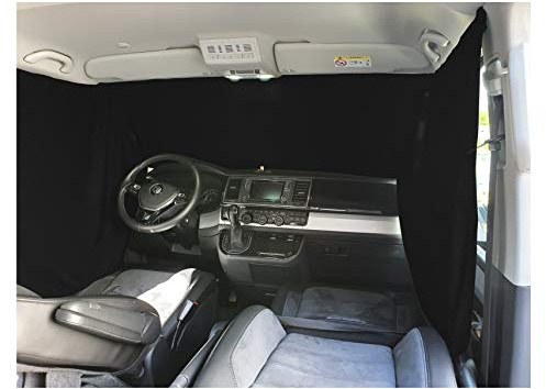 BREMER SITZBEZÜGE Främre vindruta, solskydd för camping, körhytt, gardin Kompatibel med Mercedes Sprinter W906 i svart
