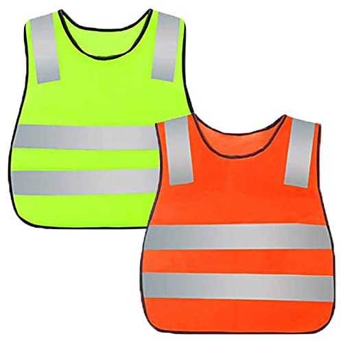 yufana 2 Stück Kinderwarnweste,Kinder Sicherheitsweste Atmungsaktive Warnweste Sicherheitsweste Klettverschluss Warnwesten Warnweste Kinder 360 Grad Reflektierende Sicherheitsweste,für Jungs Mädchen