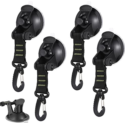 Timisea Saugnapf Camping Set | 4 Stück Saugnapf Anker | Auto Spanner Multifunktionaler Saugnapfhalterung Auto-Saugnapfhakenset mit Befestigung Haken | für Wohnmobil, Haushalt, Werkstatt Saugnapf
