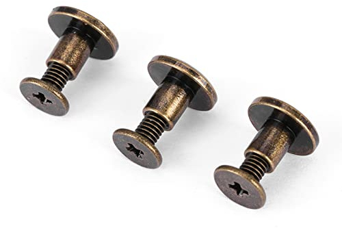 20pcs Leather Craft Rivets, Flat Head Copper Brass Screws Nuts Nails Rivets Leather Cap Accessory Metal Studs Kit for DIY, Bag Decoration, Shoes Repairs(6.5mm)