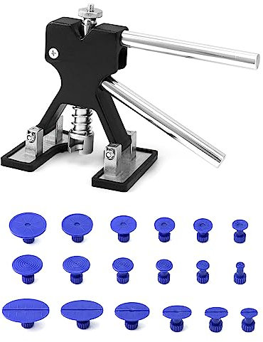 QWORK Tirabolli per Carrozzeria Set, 1 Sollevatore per la Riparazione delle ammaccature e 18 Ventose per la Riparazione delle ammaccature dell'auto