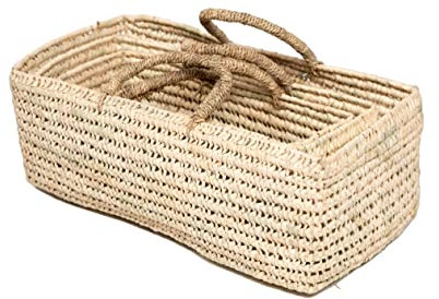 Bohome Living - Panier de Rangement Long en Osier avec Anses, Corbeille à Fruits, Pain, Cosmétiques, Fait Main (Taille L)