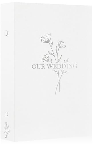Lanpn Wedding Photo Album 6x4 300 Pocket Photos Slip in, Linen Cover Large Capacity Newlywed Marriage Album Hold 300 Horizontal Photos (Flower, White)